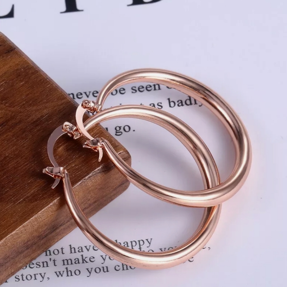 925 Silver, Gold, Rose Gold Hoop Earrings - Picture 4 of 6